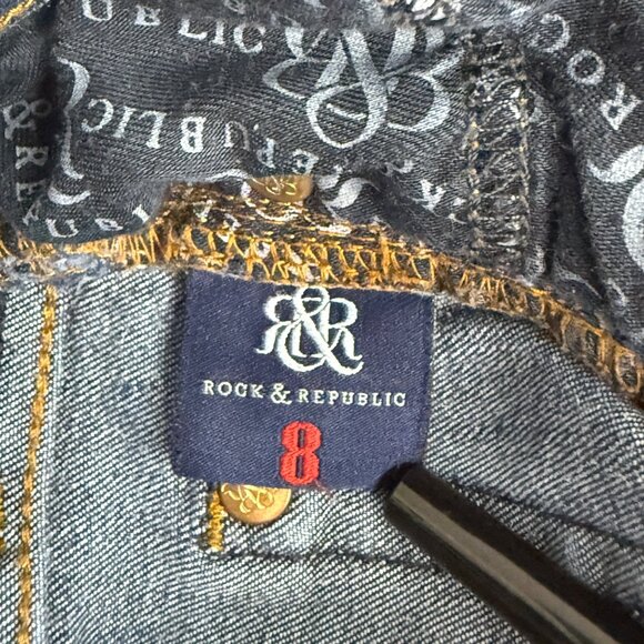 Rock & Republic Kasandra Bootcut Jeans Womens 8 Blue Denim Stretch Mid Rise - Picture 3 of 8